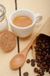 Espresso Coffee And Beans Stock Photo