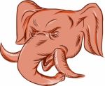 Republican Elephant Mascot Head Etching Stock Photo