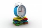 3d Folder Icons With Alarm Clock Stock Photo