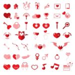 Set Valentine's Day Objects, Love Icon Stock Photo