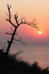 Sunset On The California Coast Stock Photo