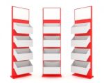 Color Red Shelves Stand Design Stock Photo