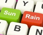 Sun Rain Keys Mean Weather And Seasons Stock Photo