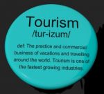 Tourism Definition Button Stock Photo