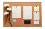 Bulletin Board With Note Paper Stock Photo