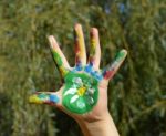 Painted Kid Hand Stock Photo