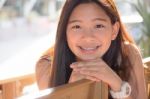 Portrait Of Thai Student Teen Beautiful Girl Happy And Relax Stock Photo