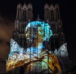 Light Show At Reims Cathedral In Reims France On September 12, 2 Stock Photo