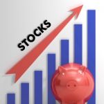 Raising Stocks Chart Shows Monetary Growth Stock Photo