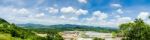 Panorama Of Estates Zone Under Construction With Blue Sky Field Stock Photo