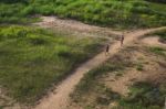 Two Boys Going Down To The River Stock Photo