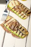 Grilled Vegetables On Bread Stock Photo