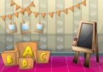 Cartoon  Illustration Interior Kid Room With Separated Layers Stock Photo