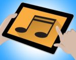 Music On Tablet Indicates Songs 3d Illustration Stock Photo