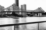 Story Bridge In Brisbane. Black And White Stock Photo