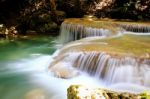 Beautiful Waterfall At Erawan National Park In Kanchanaburi ,tha Stock Photo