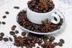 Cup Full Of Coffee Beans Stock Photo