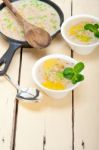 Hearty Middle Eastern Chickpea And Barley Soup Stock Photo