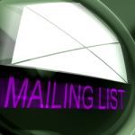 Mailing List Postage Means Contacts Or Email Database Stock Photo