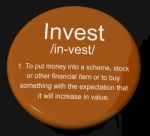 Invest Definition Button Stock Photo