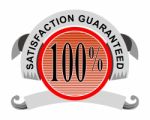 100% Satisfaction Guaranteed Shield Curly Ribbon Stock Photo