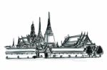 Sketchy Grand Palace Bangkok Stock Photo