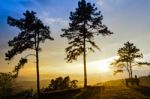 Sunset Over High Mountain Range Stock Photo