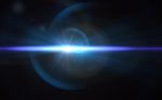 Beautiful Blue Digital Lens Flare In Black Background Horizontal Frame Stock Photo