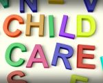 Child Care Written In Kids Letters Stock Photo