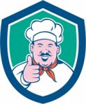 Chef Cook Happy Thumbs Up Shield Cartoon Stock Photo