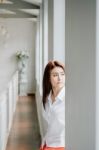 Attractive Asian Girl Portrait With Window Light Stock Photo