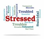 Stressed Word Indicates Wordclouds Stresses And Text Stock Photo