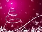 Pink Christmas Tree Background Means Snowing And Freezing
 Stock Photo