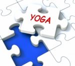 Yoga Puzzle Shows Meditate Meditation Health And Relaxation Stock Photo