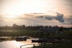 Rafts With Evening Sun Stock Photo