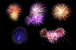 Fireworks Light Up In The Sky, Dazzling Scene Stock Photo