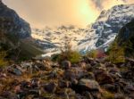 Mountains With Clouds And Sunlight Stock Photo