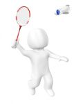 3d Playing Badminton Stock Photo