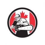 Canadian Tree Surgeon Chainsaw Canada Flag Stock Photo