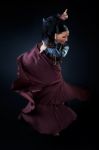 Young Flamenco Dancer In Beautiful Dress On Black Background Stock Photo