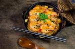 Baked Shrimp Vermicelli Stock Photo