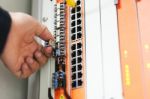 Fix Network Switch In Data Center Room Stock Photo