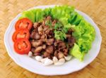 Fried Pork With Garlic Stock Photo