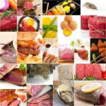 High Protein Food Collection Collage Stock Photo