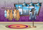 Cartoon  Illustration Interior Clothing Room With Separated Layers Stock Photo