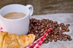 Cafe Croissant Bread Coffee Bean Stock Photo