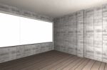 Bare Concrete Wall And Wood Floor Stock Photo