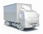 3d White Delivery Truck Icon Stock Photo