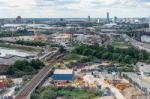 View Towards The Olympic Village From London's Cable Car Stock Photo