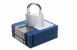 Padlock With Floppy Disks Stock Photo